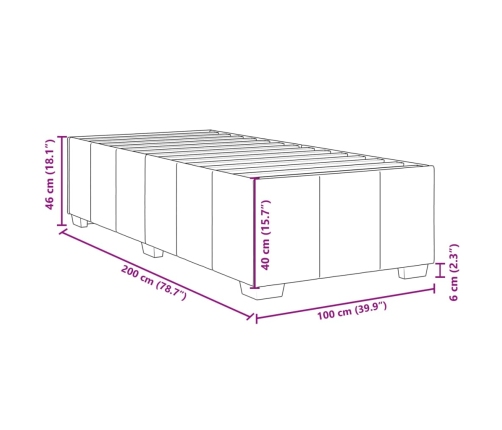 Estructura de cama sin colchón tela crema 100x200 cm