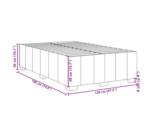 Estructura de cama sin colchón tela marrón oscuro 120x190 cm