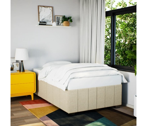 Estructura de cama sin colchón tela crema 120x200 cm