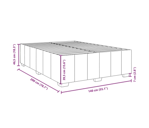 Cama sin colchón tela marrón oscuro 140x200 cm