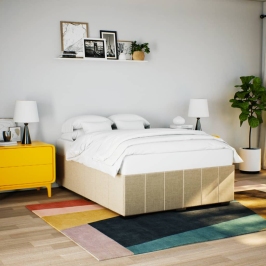 Cama sin colchón tela color crema 140x200 cm