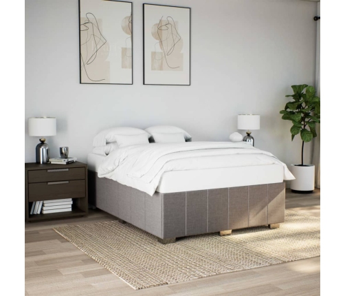 Cama sin colchón tela gris taupe 160x200 cm