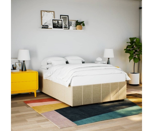 Cama sin colchón tela color crema 160x200 cm