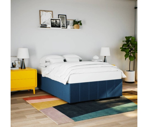 Cama sin colchón tela azul 160x200 cm