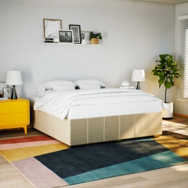 Cama sin colchón tela color crema 180x200 cm