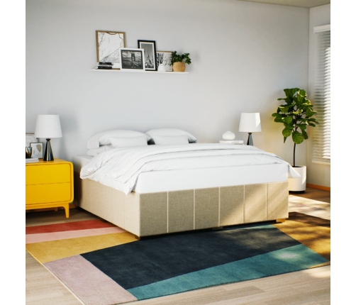 Cama sin colchón tela color crema 180x200 cm