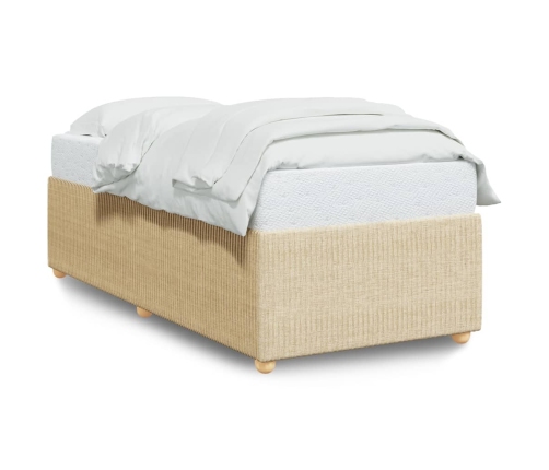 Estructura de cama sin colchón tela crema 80x200 cm