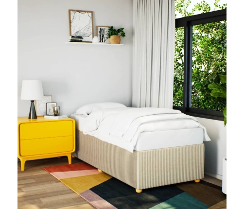Estructura de cama sin colchón tela crema 80x200 cm