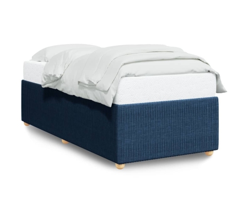 Estructura de cama sin colchón tela azul 80x200 cm