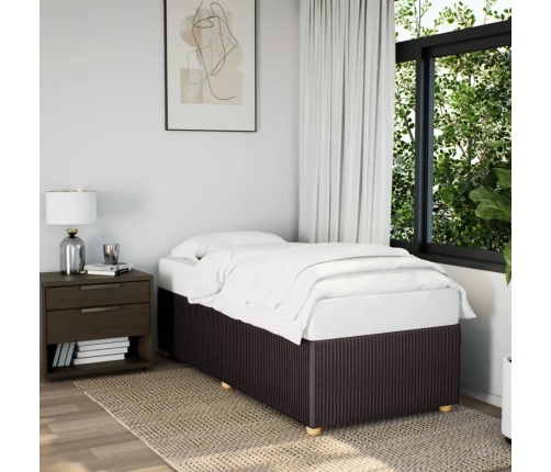 Estructura de cama sin colchón tela marrón oscuro 90x190 cm