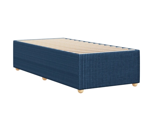 Estructura de cama sin colchón tela azul 90x190 cm