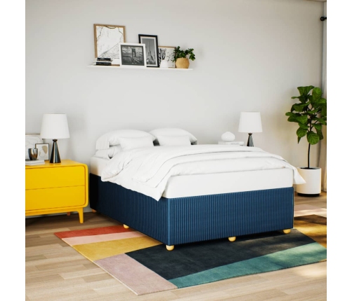 Cama sin colchón tela azul 140x190 cm