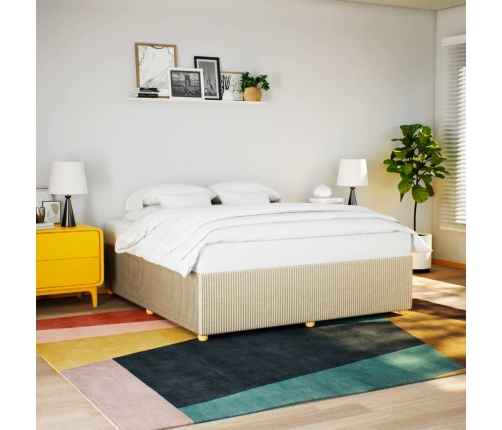 Cama sin colchón tela color crema 180x200 cm
