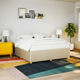 Cama sin colchón tela color crema 200x200 cm