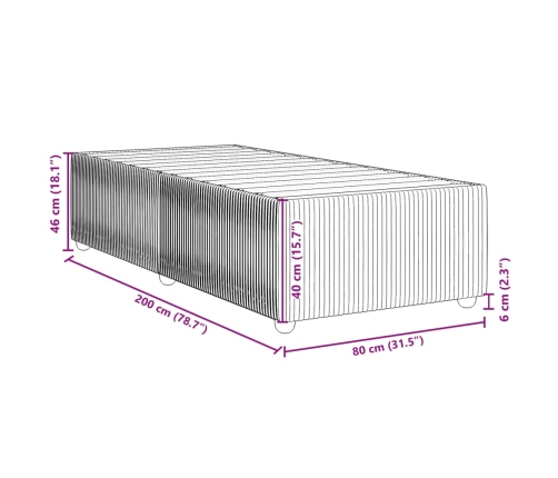Estructura de cama sin colchón terciopelo rosa 80x200 cm