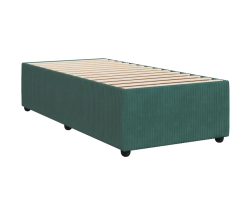 Estructura de cama sin colchón terciopelo verde oscuro 90x190cm