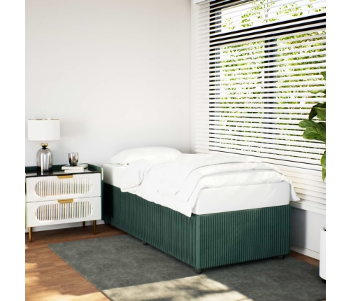 Estructura de cama sin colchón terciopelo verde oscuro 90x190cm