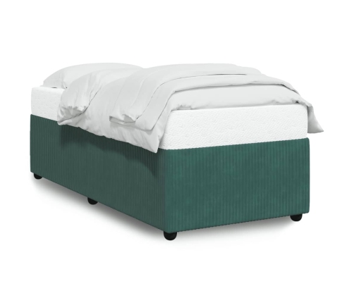 Estructura de cama sin colchón terciopelo verde oscuro 90x190cm