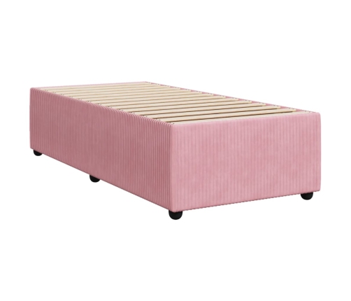 Estructura de cama sin colchón terciopelo rosa 90x190 cm