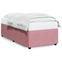 Estructura de cama sin colchón terciopelo rosa 90x190 cm