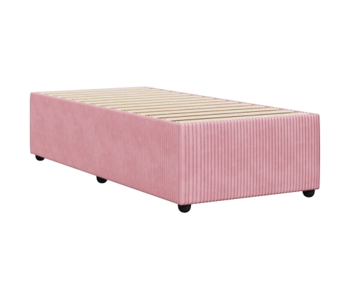 Estructura de cama sin colchón terciopelo rosa 90x200 cm