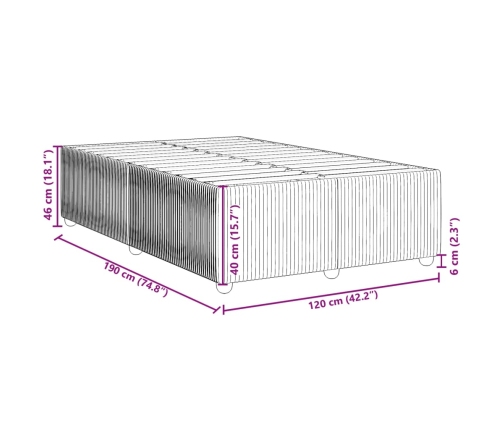 Estructura de cama sin colchón terciopelo gris claro 120x190 cm