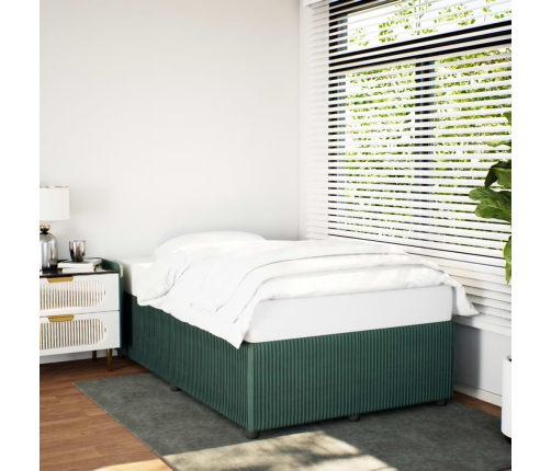 Estructura cama sin colchón terciopelo verde oscuro 120x190cm