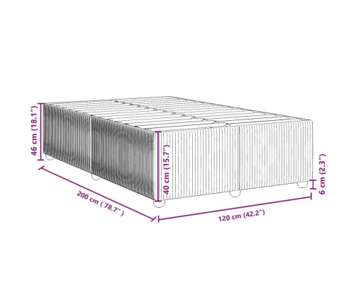 Estructura de cama sin colchón terciopelo negro 120x200 cm
