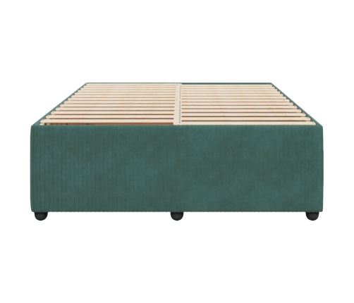 Estructura cama sin colchón terciopelo verde oscuro 140x190 cm
