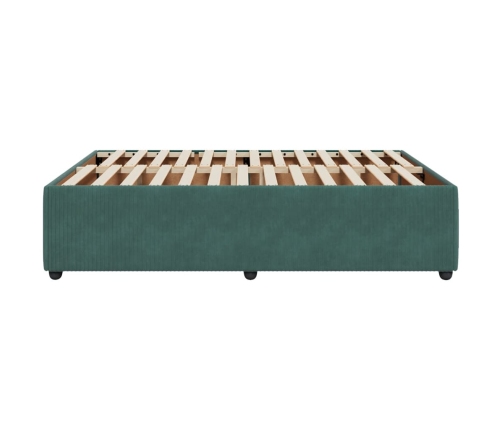 Estructura cama sin colchón terciopelo verde oscuro 140x190 cm