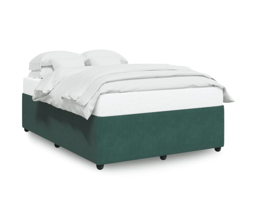 Estructura cama sin colchón terciopelo verde oscuro 140x190 cm