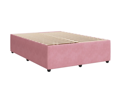 Estructura de cama sin colchón terciopelo rosa 140x190 cm