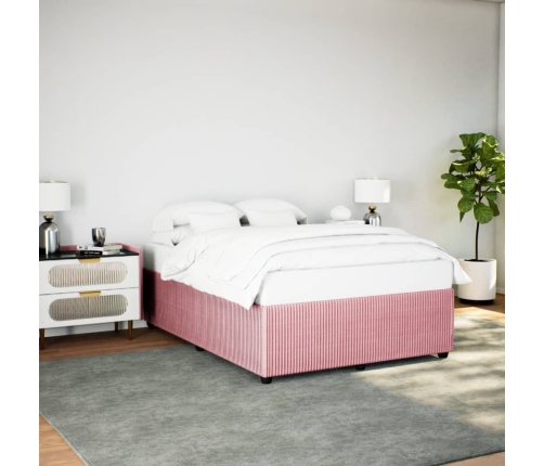 Estructura de cama sin colchón terciopelo rosa 140x190 cm