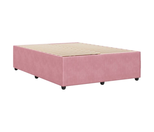 Estructura de cama sin colchón terciopelo rosa 140x190 cm