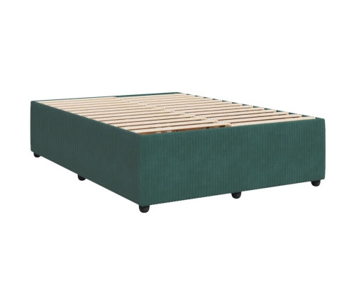 Estructura cama sin colchón terciopelo verde oscuro 140x200 cm