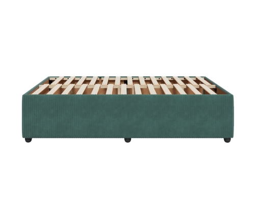 Estructura cama sin colchón terciopelo verde oscuro 140x200 cm