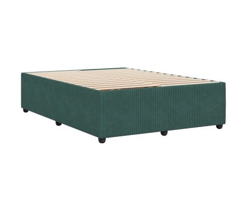 Estructura cama sin colchón terciopelo verde oscuro 140x200 cm