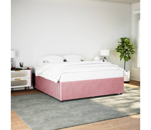 Estructura de cama sin colchón terciopelo rosa 180x200 cm