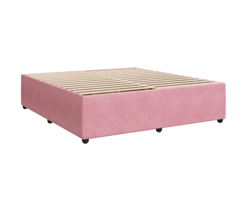 Estructura cama sin colchón terciopelo rosa 200x200 cm