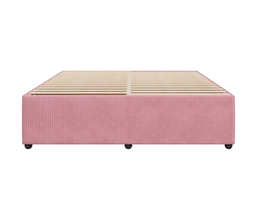 Estructura cama sin colchón terciopelo rosa 200x200 cm