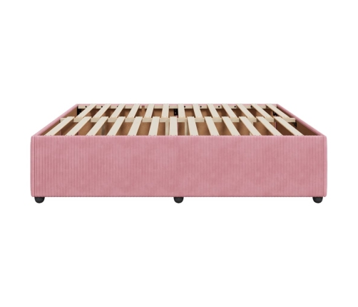 Estructura cama sin colchón terciopelo rosa 200x200 cm