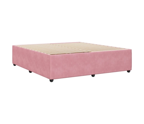 Estructura cama sin colchón terciopelo rosa 200x200 cm