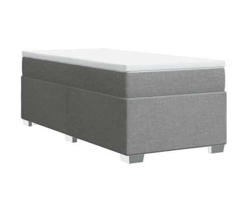 Cama box spring con colchón tela gris claro 80x200 cm