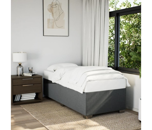 Cama box spring con colchón tela gris oscuro 80x200 cm