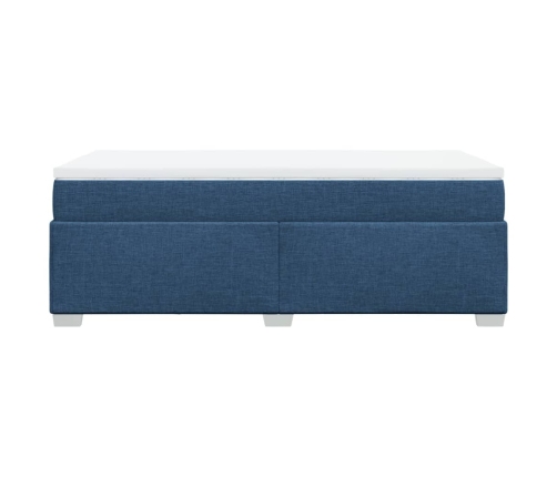 Cama box spring con colchón tela azul 80x200 cm