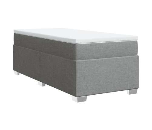 Cama box spring con colchón tela gris claro 90x190 cm