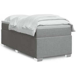 Cama box spring con colchón tela gris claro 90x190 cm