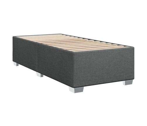 Cama box spring con colchón tela gris oscuro 90x190 cm