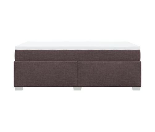 Cama box spring con colchón tela marrón oscuro 90x190 cm