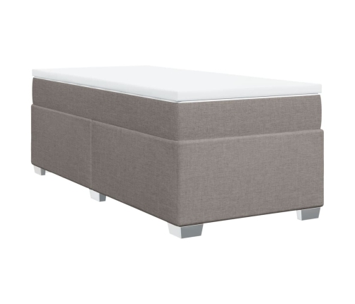 Cama box spring con colchón tela gris taupe 90x190 cm